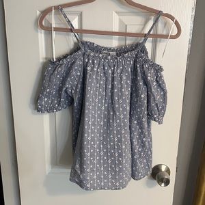 Blue with white flowers shirt